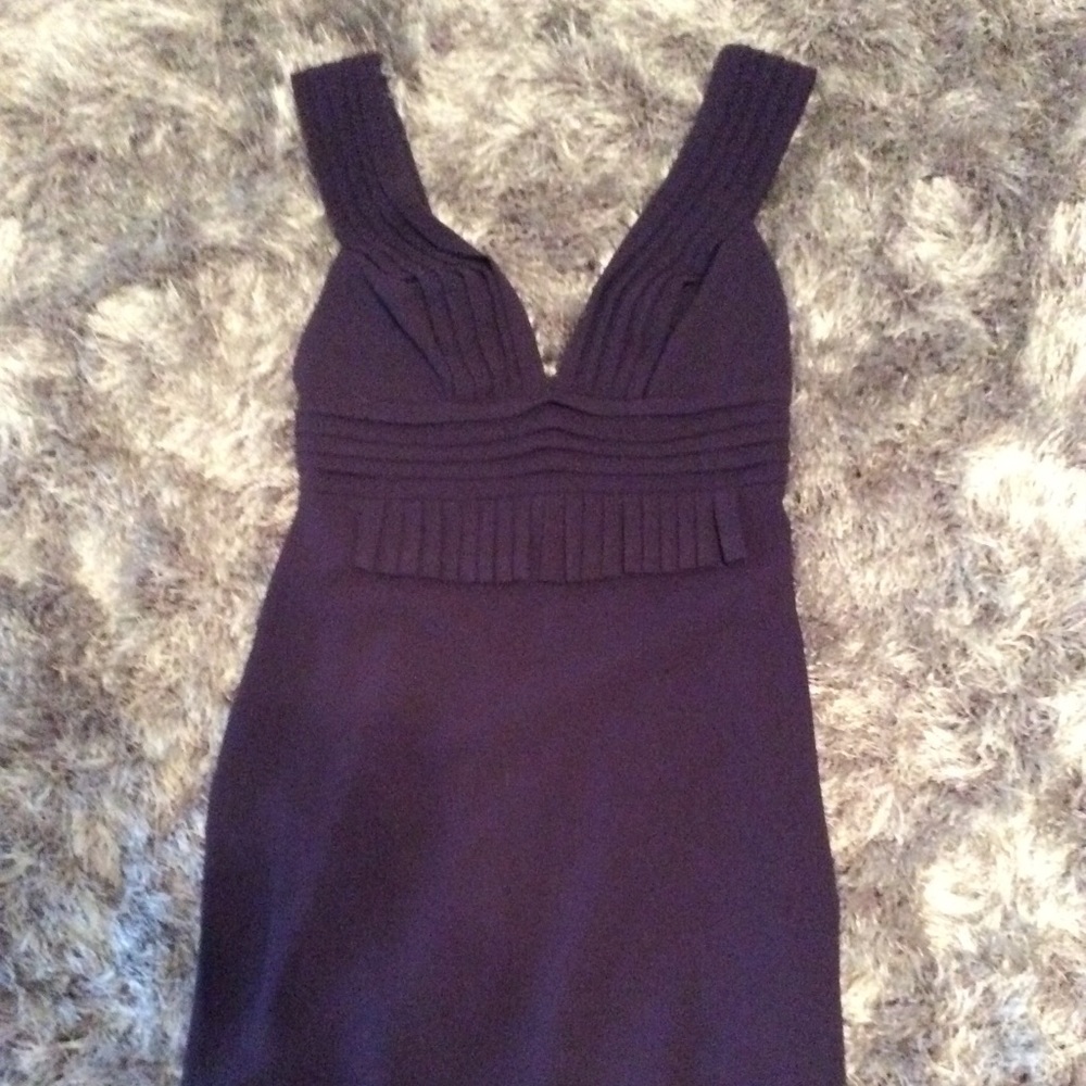 Black Halo midi purple dress with ruffle detail